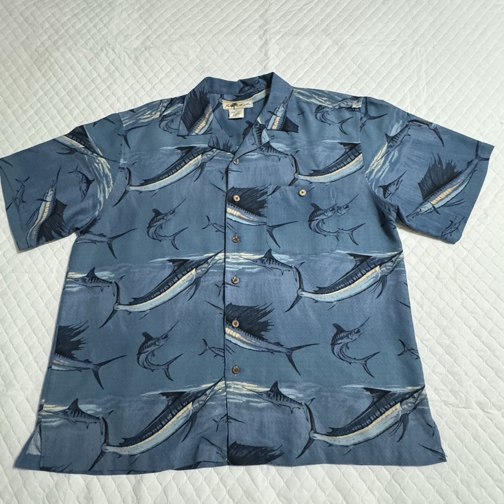 Joe Marlin Button Up Shirt XL Blue Fishing Short Sleeves Pocket Beach Wedding